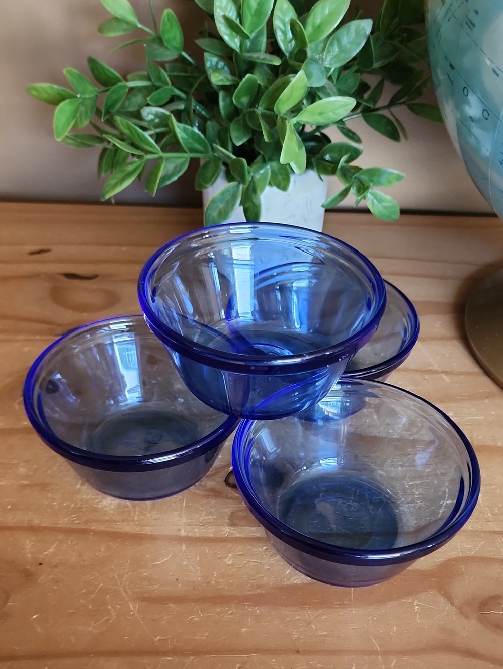 Anchor Hocking Cobalt Blue Custard Cups  Set Of 4